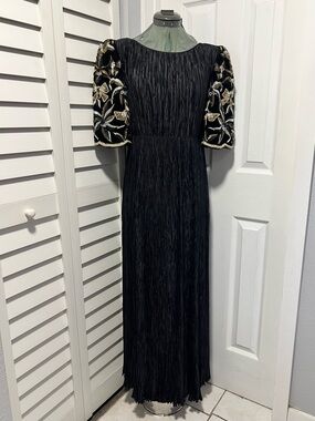 Mary McFadden Vintage Black Pleated Maxi Dress Circa 1985
